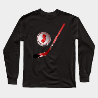 NHL - NJ Red Stick Silver White Red Puck Long Sleeve T-Shirt